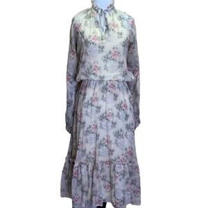 Jonathan Logan Vintage Floral Flower Prairie Dainty Long Sleeve Dress Size 7/8